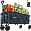 34'' Extra Long Folding Portable Wagon Cart, 120L 360LBS Blue
