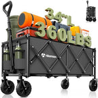 34'' Extra Long Folding Portable Wagon Cart, 120L 360LBS Grey