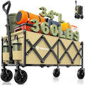 34'' Extra Long Folding Portable Wagon Cart, 120L 360LBS Khaki