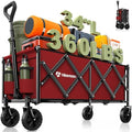 34'' Extra Long Folding Portable Wagon Cart, 120L 360LBS Red