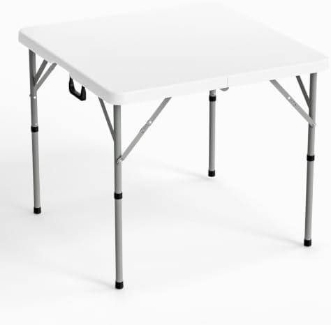 34" Fold in Half Square Table, Bi-Folding Commercial Portable Plastic Dining Table for Kitchen Outdoor Party