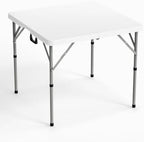 34" Fold in Half Square Table, Bi-Folding Commercial Portable Plastic Dining Table for Kitchen Outdoor Party