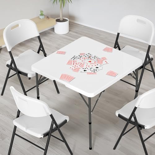 34" Fold in Half Square Table, Bi-Folding Commercial Portable Plastic Dining Table for Kitchen Outdoor Party, alternate view