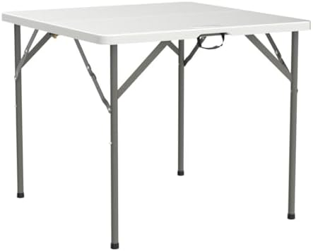 34" Fold in Half Square Table, Bi-Folding Commercial Portable Plastic Dining Table for Kitchen Outdoor Party, alternate view