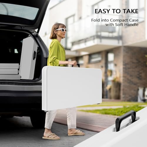 34" Fold in Half Square Table, Bi-Folding Commercial Portable Plastic Dining Table for Kitchen Outdoor Party, alternate view