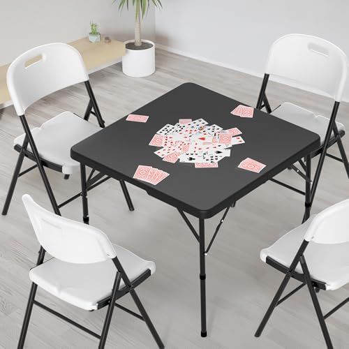 34" Fold in Half Square Table, Bi-Folding Commercial Portable Plastic Dining Table for Kitchen Outdoor Party, alternate view