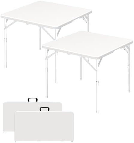 34" Folding Card Table for Party Dining Camping, White, 2PK, 440lbs in White