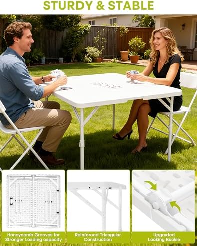 34" Folding Card Table for Party Dining Camping, White, 2PK, 440lbs in White, alternate view 4