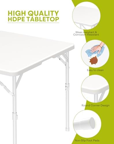 34" Folding Card Table for Party Dining Camping, White, 2PK, 440lbs in White, alternate view 5