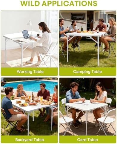 34" Folding Card Table for Party Dining Camping, White, 2PK, 440lbs in White, alternate view 7