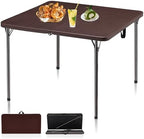 34" Folding Card Table, Portable Square Folding Table with Collapsible Legs & Carrying Handle, Plastic Tables