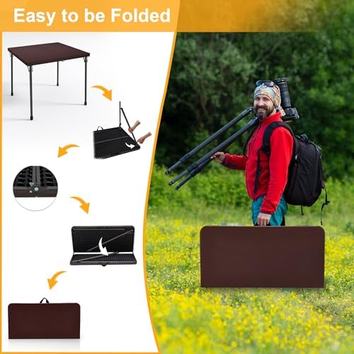 34" Folding Card Table, Portable Square Folding Table with Collapsible Legs & Carrying Handle, Plastic Tables, alternate view