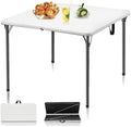 34" Folding Card Table, Portable Square Folding Table with Collapsible Legs & Carrying Handle, Plastic Tables