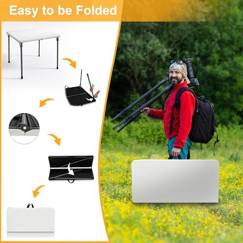 34" Folding Card Table, Portable Square Folding Table with Collapsible Legs & Carrying Handle, Plastic Tables, alternate view