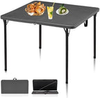34" Folding Card Table, Portable Square Folding Table with Collapsible Legs & Carrying Handle, Plastic Tables
