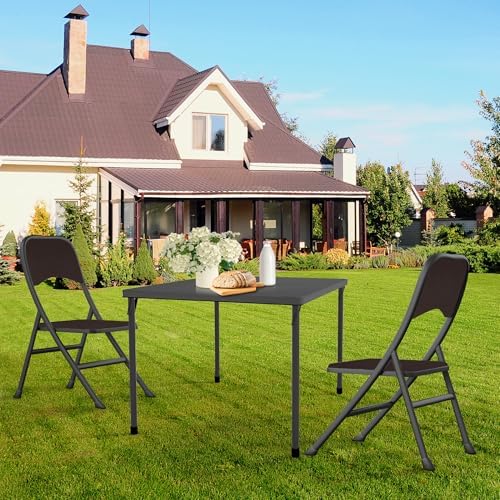34" Folding Card Table, Portable Square Folding Table with Collapsible Legs & Carrying Handle, Plastic Tables, alternate view