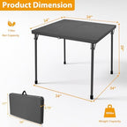 34" Folding Card Table, Portable Square Folding Table with Collapsible Legs & Carrying Handle, Plastic Tables, alternate view