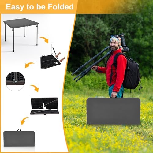 34" Folding Card Table, Portable Square Folding Table with Collapsible Legs & Carrying Handle, Plastic Tables, alternate view