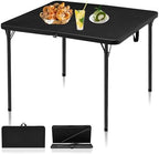 34" Folding Card Table, Portable Square Folding Table with Collapsible Legs & Carrying Handle, Plastic Tables