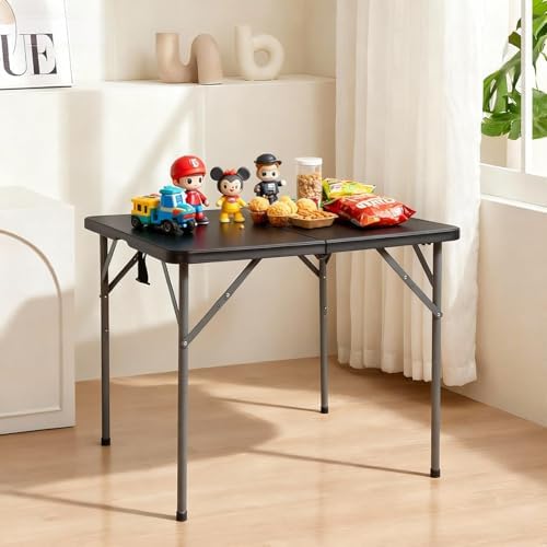 34" Folding Table | Black | Portable Plastic Table, alternate view 2