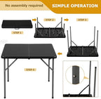 34" Folding Table | Black | Portable Plastic Table, alternate view 5
