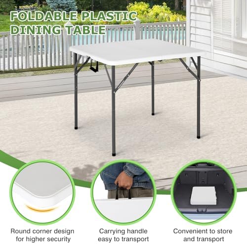 34" Folding Table | White | Portable Plastic Table, alternate view 6