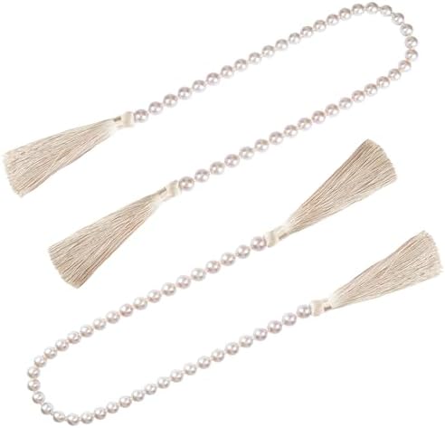 34 Inch Glass Bead Garland with Tassels-Off White,2 Pack in Off White