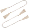34 Inch Glass Bead Garland with Tassels-Off White,2 Pack in Off White