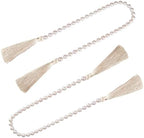 34 Inch Glass Bead Garland with Tassels-Off White,2 Pack in Off White