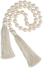 34 Inch Glass Bead Garland with Tassels-Off White,2 Pack in Off White, alternate view 3