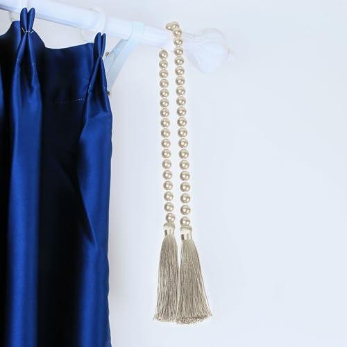 34 Inch Glass Bead Garland with Tassels-Off White,2 Pack in Off White, alternate view 6