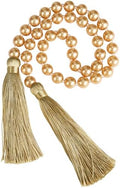 34 Inch Pearl Glass Bead Garland with Tassels-1Pack Gold in Gold