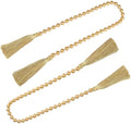 34 Inch Pearl Glass Bead Garland with Tassels -2 Pack, Gold in Gold