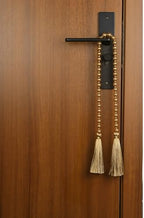 34 Inch Pearl Glass Bead Garland with Tassels -2 Pack, Gold in Gold, alternate view 6