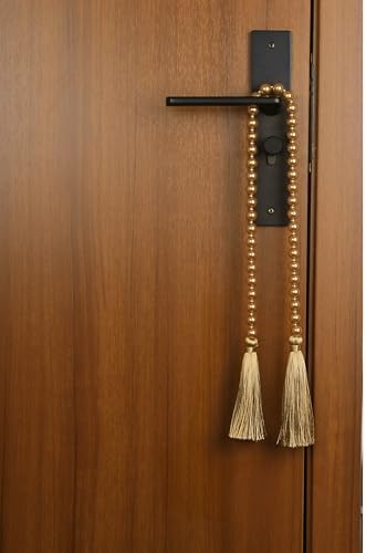 34 Inch Pearl Glass Bead Garland with Tassels -2 Pack, Gold in Gold, alternate view 6