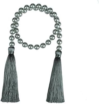 34 Inch Pearl Glass Bead Garland with Tassels -Dark Grey,1Pack in Dark Grey, alternate view 4
