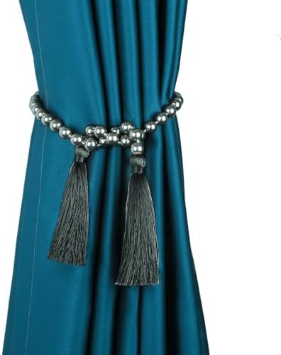 34 Inch Pearl Glass Bead Garland with Tassels -Dark Grey,1Pack in Dark Grey, alternate view 5