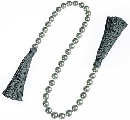 34 Inch Pearl Glass Bead Garland with Tassels-Dark Grey, 2 Pack in Dark Grey, alternate view 3