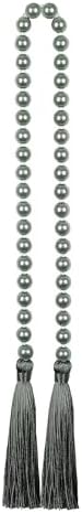 34 Inch Pearl Glass Bead Garland with Tassels-Dark Grey, 2 Pack in Dark Grey, alternate view 5