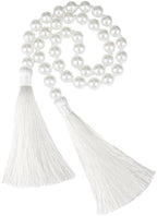 34 Inch Pearl Glass Bead Garland with Tassels -White, 1 Pack in White