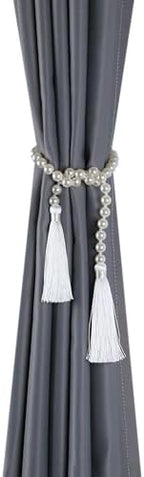34 Inch Pearl Glass Bead Garland with Tassels -White, 1 Pack in White, alternate view 5