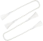 34 Inch Pearl Glass Bead Garland with Tassels-White, 2 Pack in White