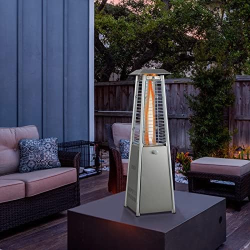 34" Pyramid Tabetop Propane Patio Heater, Silver in Silver