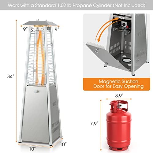 34" Pyramid Tabetop Propane Patio Heater, Silver in Silver, alternate view 2