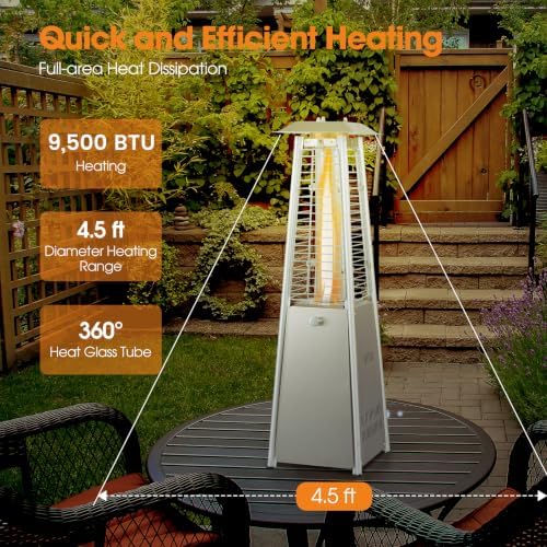 34" Pyramid Tabetop Propane Patio Heater, Silver in Silver, alternate view 3