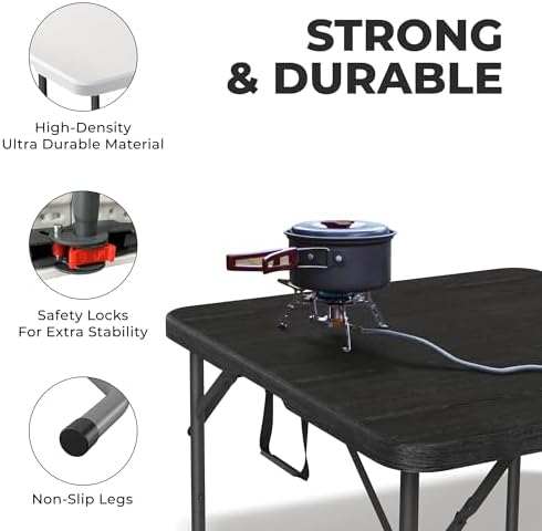 34" Square Foldable Table with Built in Handle & Detachable Steel Legs | Heavy Duty Portable | Perfect for, alternate view 5