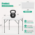 34'' Square Folding Card Table 2 Pcs, Dining Table with Handle & Safety Lock, alternate view 2