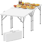 34'' Square Folding Card Table 2 Pcs, Dining Table with Handle & Safety Lock, alternate view 3