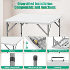 34'' Square Folding Card Table 2 Pcs, Dining Table with Handle & Safety Lock, alternate view 4