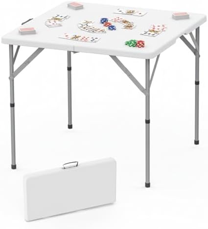34'' Square Folding Card Table, Dining Table with Handle and Safety Lock